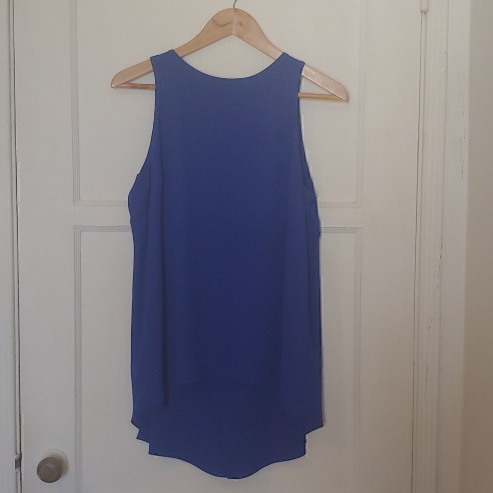 Vince Camuto Size S Royal Blue Sleeveless A-line Hi-Low Dressy Top Tunic Blouse